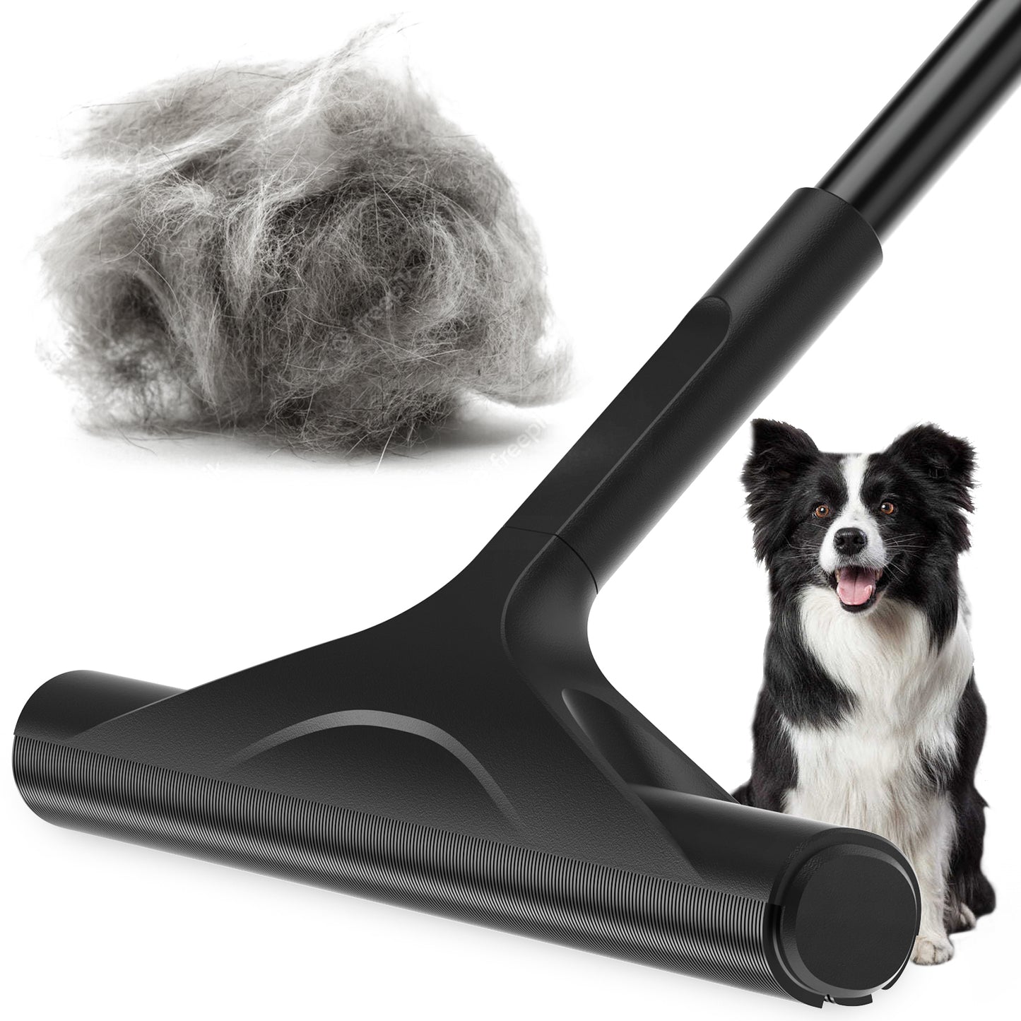 Adjustable Long Handle Carpet Rake Pet Hair Remover, Reusable Metal Lint Remover Brush for Stubborn Fur Removal from Carpets Rugs Stairs